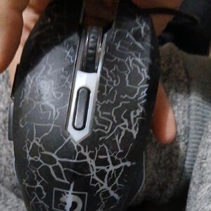 Black Gaming Mouse with White Accents